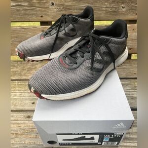 Adidas Men's Black and White Golf Shoes